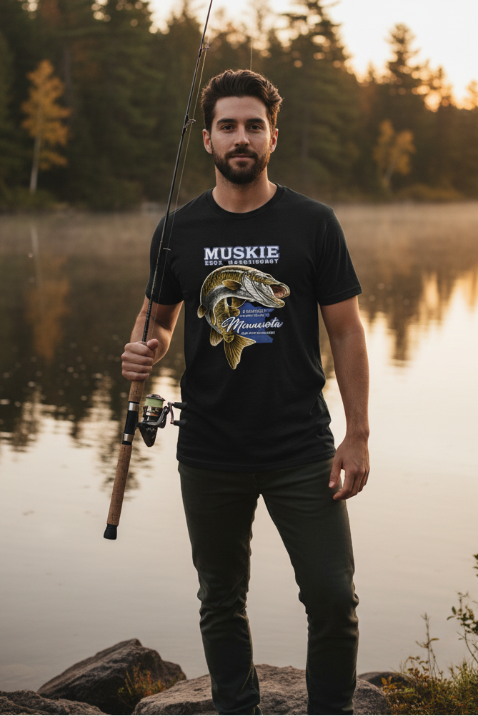 Muskie Minnesota Performance Fishing T-Shirt – UPF 50+, Moisture-Wicking, Sizes XS–4XL