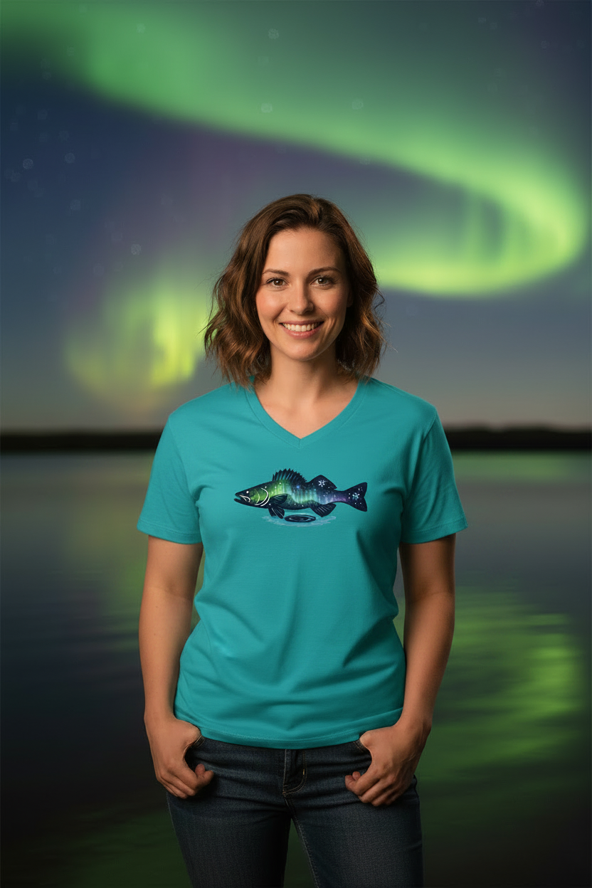 Northern Lights V-Neck Tee – Women's Relaxed Fit Sizes S-2XL