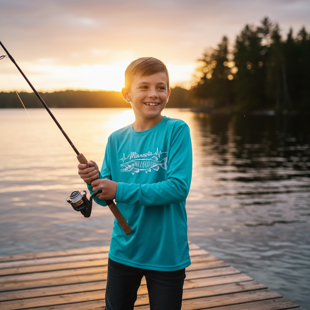Heartbeat Minnesota – Youth Long Sleeve Fishing Shirt
