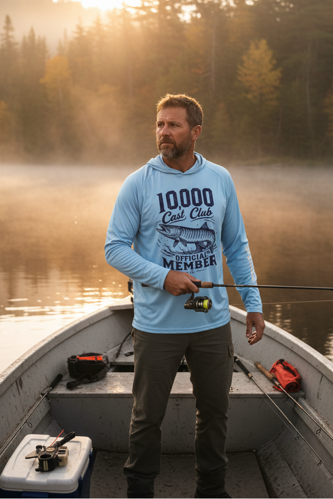 Muskie 10,000 Casts Club Columbia PFG Terminal Tackle Hooded Long Sleeve | UPF 50