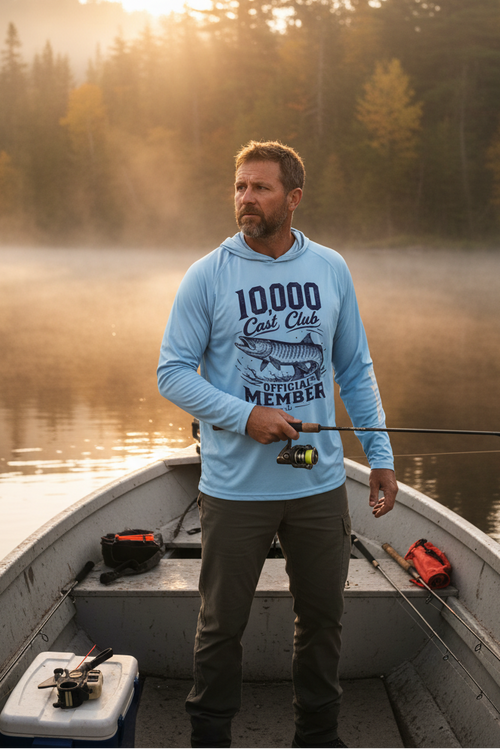 Muskie 10,000 Casts Club Columbia PFG Terminal Tackle Hooded Long Sleeve | UPF 50