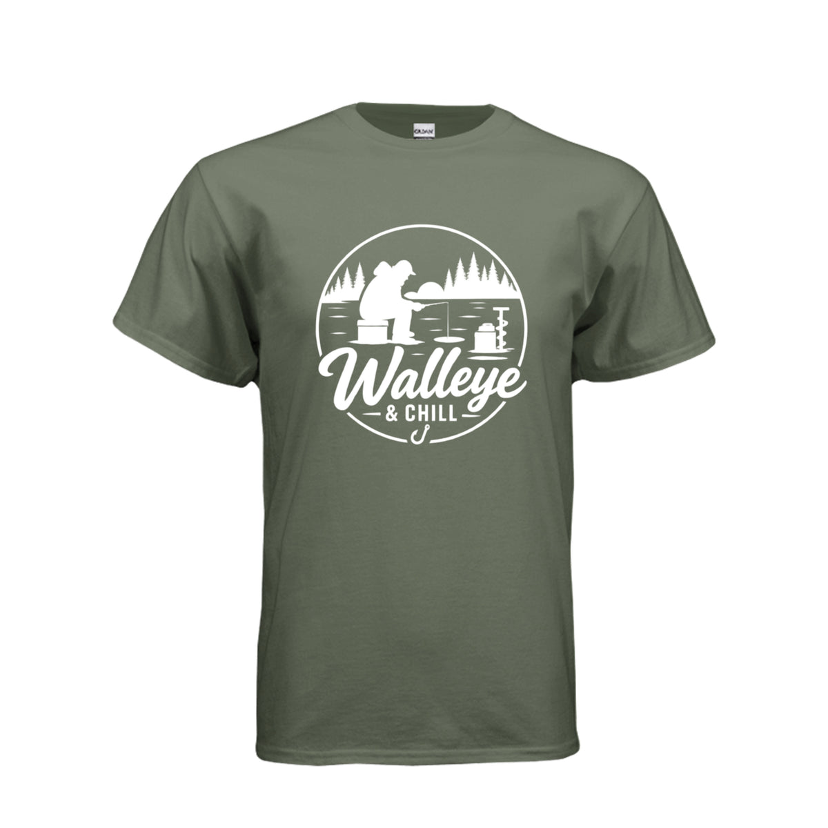 Walleye & Chill ice fishing tee Military Green