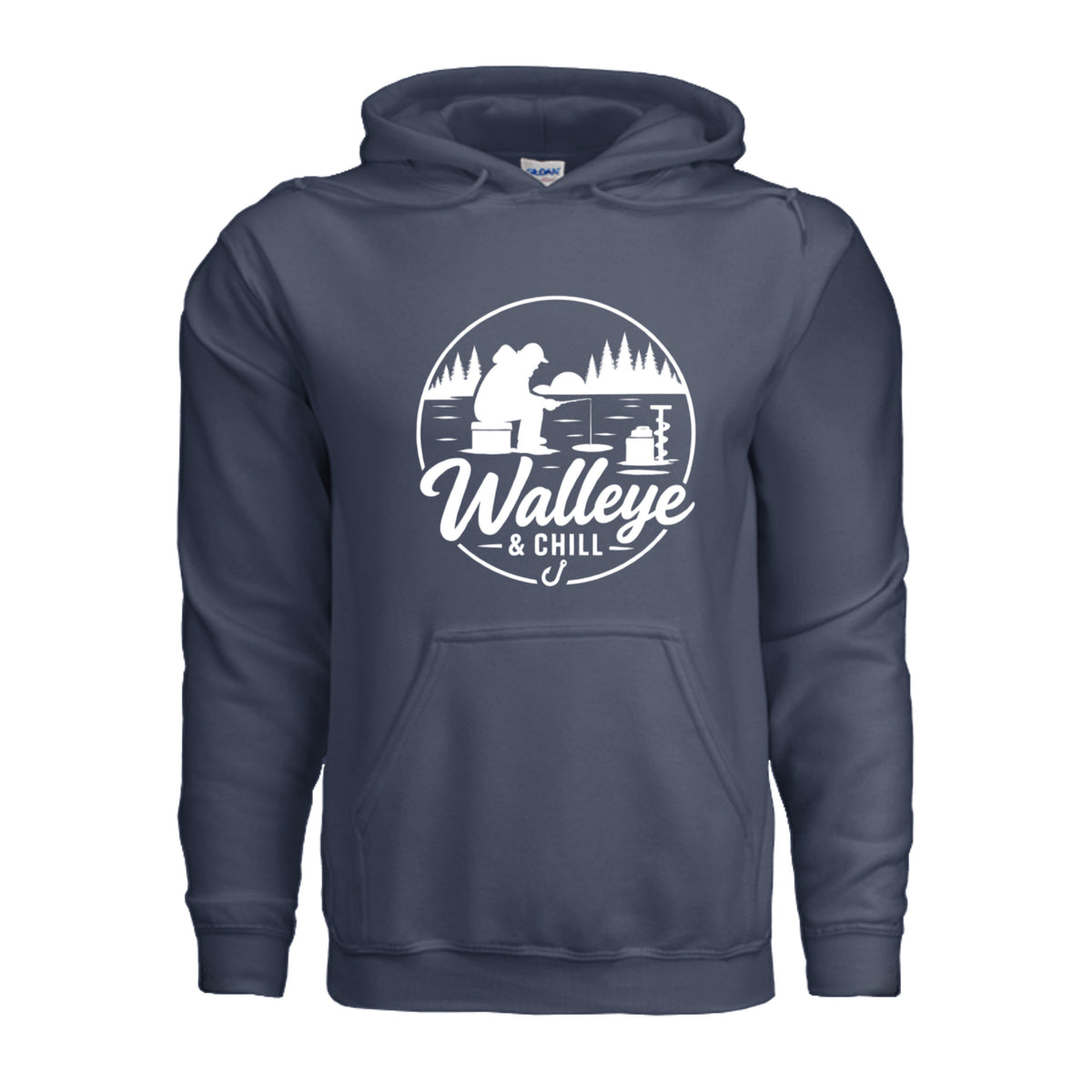 Walleye & Chill ice fishing Hoodie Navy