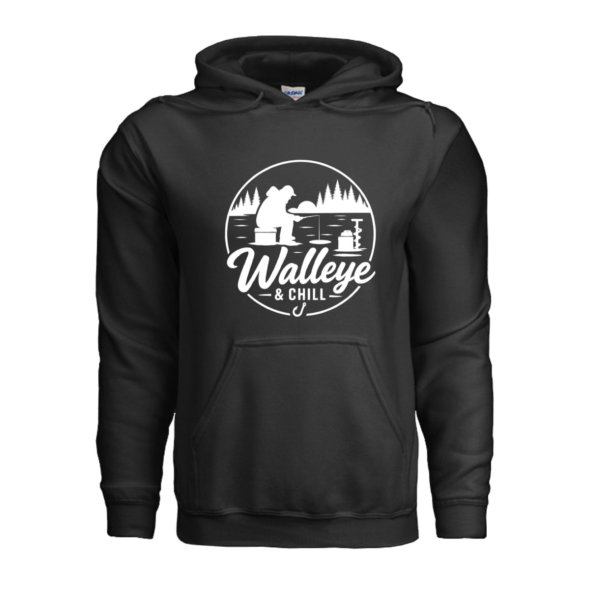 Walleye & Chill ice fishing Hoodie Black