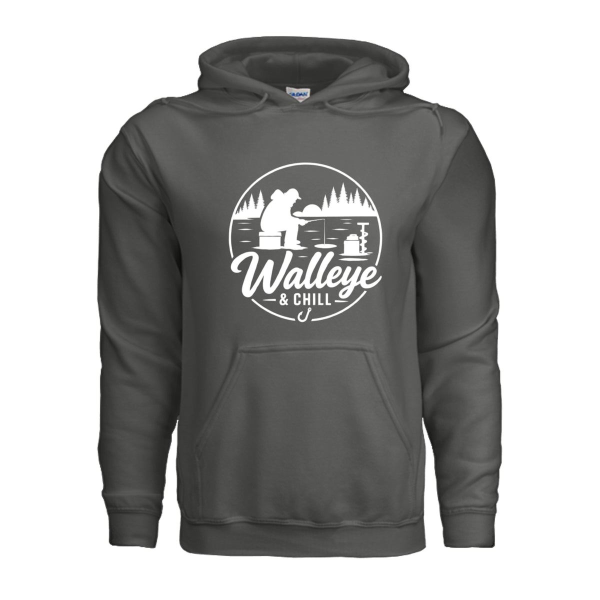 Walleye & Chill ice fishing hoodie Charcoal