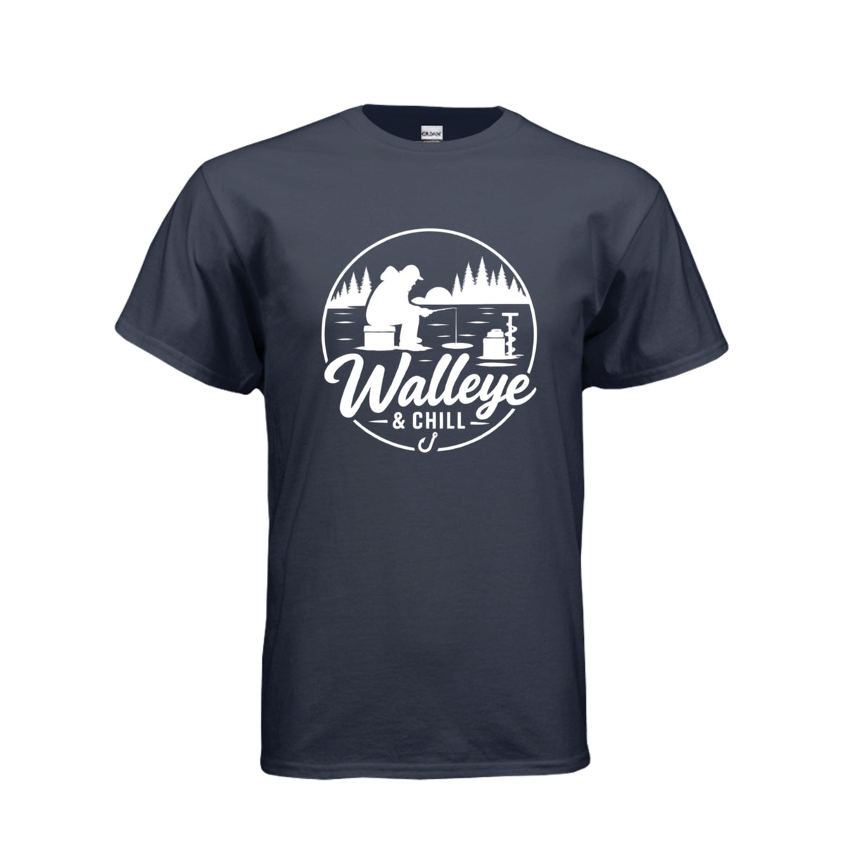 Walleye & Chill ice fishing tee Navy